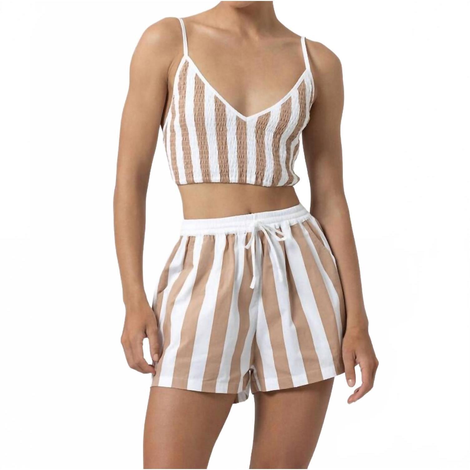 New Lusana Donovan Poplin Short In Halo Stripe